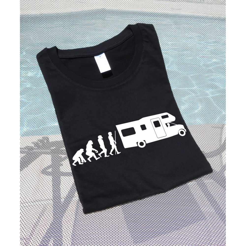 tee shirt evolution of man camping car